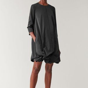 COS LONG-SLEEVED GATHERED-HEM DRESS